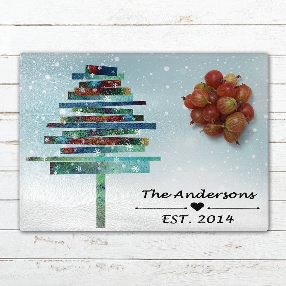 Personalized Holiday Glass Cutting Board